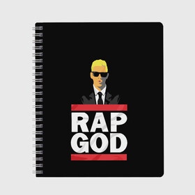 Тетрадь с принтом Rap God Eminem , 100% бумага | 48 листов, плотность листов — 60 г/м2, плотность картонной обложки — 250 г/м2. Листы скреплены сбоку удобной пружинной спиралью. Уголки страниц и обложки скругленные. Цвет линий — светло-серый
 | actor | american rapper | composer | eminem | music | rap | rap god | record producer |   | актёр | американский | композитор | музыка | музыкальный продюсер | рэп | рэпер