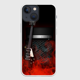 Чехол для iPhone 13 mini с принтом Rock ,  |  | fire | flame | guitar | metal | music | rock | sound | гитара | метал | металл | музыка | огонь | пламя | рок