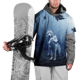 Накидка на куртку 3D с принтом White wolves , 100% полиэстер |  | Тематика изображения на принте: forest | night | wolves | волки | зверь | лес | ночь | пуща | хищник | чаща