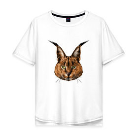 Мужская футболка хлопок Oversize с принтом Каракал (рысь) , 100% хлопок | свободный крой, круглый ворот, “спинка” длиннее передней части | Тематика изображения на принте: животные | каракал | киса | кот | котенок | котик | кошка | рысь | хищник