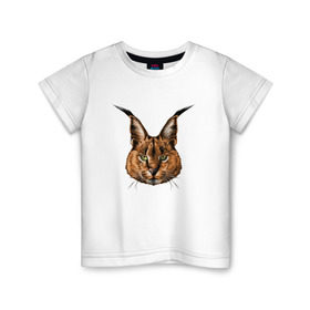 Детская футболка хлопок с принтом Каракал (рысь) , 100% хлопок | круглый вырез горловины, полуприлегающий силуэт, длина до линии бедер | животные | каракал | киса | кот | котенок | котик | кошка | рысь | хищник