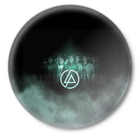 Значок с принтом Группа Linkin Park ,  металл | круглая форма, металлическая застежка в виде булавки | Тематика изображения на принте: chester bennington | linkin park | беннингтон честер | линкин парк | майк