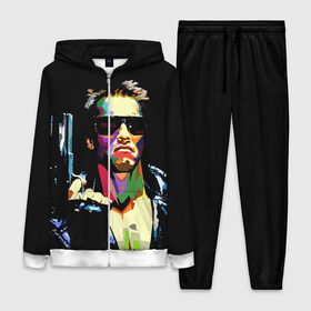 Женский костюм 3D с принтом Терминатор ,  |  | arnold schwarzenegger | art | black | bright | colors | fantasy | film | murderer | pop art | robot | terminator | weapons | арнольд шварценеггер | искусство | оружие | очки | поп арт | робот | терминатор | фантастика | фильм | цвета | 