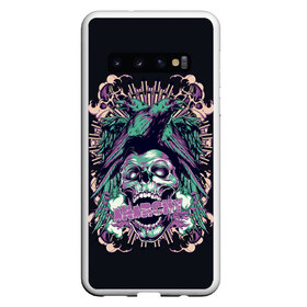 Чехол для Samsung Galaxy S10 с принтом Анархия , Силикон | Область печати: задняя сторона чехла, без боковых панелей | Тематика изображения на принте: ад | ворон | дым | дьявол | пламя | птица | череп