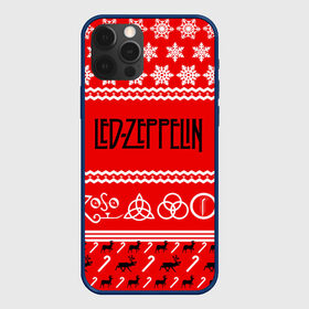 Чехол для iPhone 12 Pro с принтом Праздничный Led Zeppelin , силикон | область печати: задняя сторона чехла, без боковых панелей | Тематика изображения на принте: led zeppelin | блюз | группа | джимми пейдж | джон генри бонэм | джон пол джонс | знак | красный | лед зепелен | лед зеппелин | метал | надпись | новогодний | новый год | праздник | роберт плант | рождество