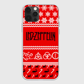Чехол для iPhone 12 Pro Max с принтом Праздничный Led Zeppelin , Силикон |  | led zeppelin | блюз | группа | джимми пейдж | джон генри бонэм | джон пол джонс | знак | красный | лед зепелен | лед зеппелин | метал | надпись | новогодний | новый год | праздник | роберт плант | рождество