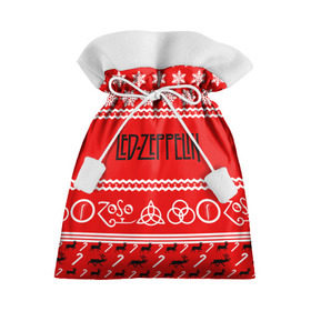 Подарочный 3D мешок с принтом Праздничный Led Zeppelin , 100% полиэстер | Размер: 29*39 см | Тематика изображения на принте: led zeppelin | блюз | группа | джимми пейдж | джон генри бонэм | джон пол джонс | знак | красный | лед зепелен | лед зеппелин | метал | надпись | новогодний | новый год | праздник | роберт плант | рождество