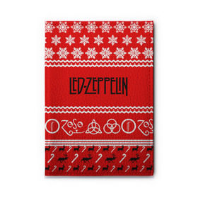 Обложка для автодокументов с принтом Праздничный Led Zeppelin , натуральная кожа |  размер 19,9*13 см; внутри 4 больших “конверта” для документов и один маленький отдел — туда идеально встанут права | led zeppelin | блюз | группа | джимми пейдж | джон генри бонэм | джон пол джонс | знак | красный | лед зепелен | лед зеппелин | метал | надпись | новогодний | новый год | праздник | роберт плант | рождество