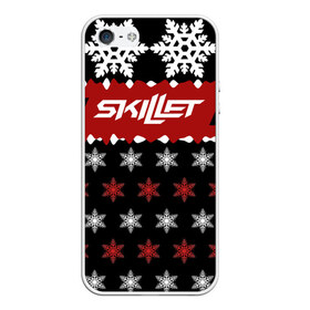 Чехол для iPhone 5/5S матовый с принтом Праздничный Skillet , Силикон | Область печати: задняя сторона чехла, без боковых панелей | skilet | skillet | альтернативный | гранж | группа | джен леджер | джон купер | знак | индастриал | кори купер | красный | метал | надпись | новогодний | новый год | ню | пост | праздник | рождество | рок