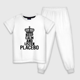 Детская пижама хлопок с принтом Keep calm and listen Placebo , 100% хлопок |  брюки и футболка прямого кроя, без карманов, на брюках мягкая резинка на поясе и по низу штанин
 | 