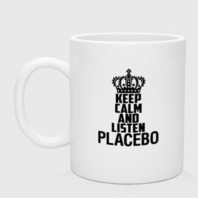 Кружка с принтом Keep calm and listen Placebo , керамика | объем — 330 мл, диаметр — 80 мм. Принт наносится на бока кружки, можно сделать два разных изображения | Тематика изображения на принте: 