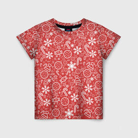 Детская футболка 3D с принтом Happy xmas , 100% гипоаллергенный полиэфир | прямой крой, круглый вырез горловины, длина до линии бедер, чуть спущенное плечо, ткань немного тянется | merry christmas | santa | xmas | дед мороз | елка | зима | новый год | олени | подарки | рождество | санта клаус | снег | снеговик | старый год | фейерверк