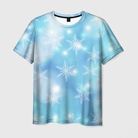 Мужская футболка 3D с принтом Волшебство Нового года , 100% полиэфир | прямой крой, круглый вырез горловины, длина до линии бедер | Тематика изображения на принте: елка | зима | мороз | новый год | снег | снежинки