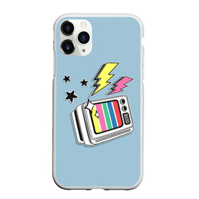 Чехол для iPhone 11 Pro матовый с принтом Телик , Силикон |  | 90 е | 90s | comics | lightning | old school | rainbow | retro | stars | stripes | telly | tv | звезды | комикс | молнии | нашивки | радуга | ретро | телевизор | телик