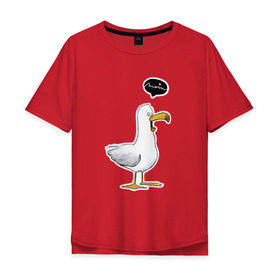 Мужская футболка хлопок Oversize с принтом чайка , 100% хлопок | свободный крой, круглый ворот, “спинка” длиннее передней части | чайка