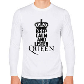 Мужской лонгслив хлопок с принтом Keep calm and listen Queen , 100% хлопок |  | paul rodgers | queen | quen | брайан мэй | глэм | группа | джон дикон | квин | королева | куин | меркури | меркьюри | мэркури | поп | роджер тейлор | рок | фредди | фреди | хард | хардрок