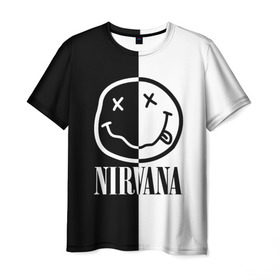 Мужская футболка 3D с принтом Nirvana , 100% полиэфир | прямой крой, круглый вырез горловины, длина до линии бедер | cobain | kurt | nirvana | альтернативный | гранж | грол | группа | дональд | кобейн | курт | музыка | музыкант | надпись | нервана | нирвана | новоселич | певец | рок | смайл | смайлик | солист | язык