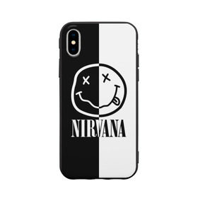 Чехол для Apple iPhone X силиконовый матовый с принтом Nirvana , Силикон | Печать на задней стороне чехла, без боковой панели | Тематика изображения на принте: cobain | kurt | nirvana | альтернативный | гранж | грол | группа | дональд | кобейн | курт | музыка | музыкант | надпись | нервана | нирвана | новоселич | певец | рок | смайл | смайлик | солист | язык