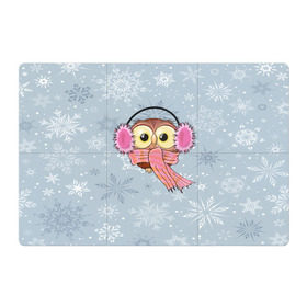 Магнитный плакат 3Х2 с принтом Милая совушка , Полимерный материал с магнитным слоем | 6 деталей размером 9*9 см | owl | pattern | абстракция | арт | животный | зима | милые | птицы | снег | снежинки | совы | текстура | узор