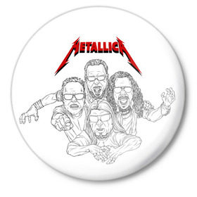 Значок с принтом Metallica ,  металл | круглая форма, металлическая застежка в виде булавки | 
