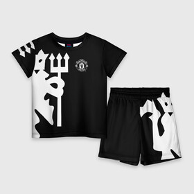 Детский костюм с шортами 3D с принтом F.C.M.U 2018 Devil ,  |  | emirates | fc | manchester united | абстракция | геометрия | зож | клуб | линии | манчестер юнайтед | модные | мяч | россии | спорт | спортивные | стиль | тренды | футбол | футбольный клуб | экстрим | эмблема