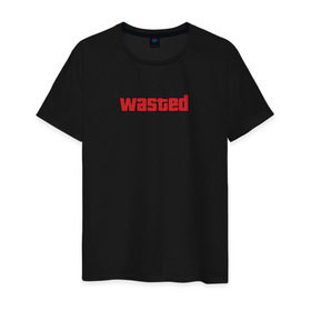 Мужская футболка хлопок с принтом wasted , 100% хлопок | прямой крой, круглый вырез горловины, длина до линии бедер, слегка спущенное плечо. | wasted | гта | потрачено