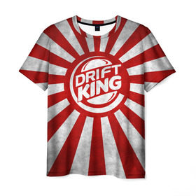 Мужская футболка 3D с принтом Drift King , 100% полиэфир | прямой крой, круглый вырез горловины, длина до линии бедер | car | drift | japan | jdm | race | street | авто | автомобиль | гонки | дрифт | король | машина | флаг | япония