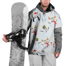 Накидка на куртку 3D с принтом Снеговики , 100% полиэстер |  | Тематика изображения на принте: зима | мороз | новый год | снег | снеговики