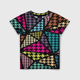 Детская футболка 3D с принтом Цветная геометрия , 100% гипоаллергенный полиэфир | прямой крой, круглый вырез горловины, длина до линии бедер, чуть спущенное плечо, ткань немного тянется | abstraction | geometry | абстракция | геометрия | грань | краски | кубик | кубики | линии | мозаика | разноцветные | ребро | текстура | тени | узор