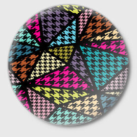 Значок с принтом Цветная геометрия ,  металл | круглая форма, металлическая застежка в виде булавки | abstraction | geometry | абстракция | геометрия | грань | краски | кубик | кубики | линии | мозаика | разноцветные | ребро | текстура | тени | узор