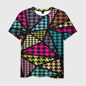 Мужская футболка 3D с принтом Цветная геометрия , 100% полиэфир | прямой крой, круглый вырез горловины, длина до линии бедер | abstraction | geometry | абстракция | геометрия | грань | краски | кубик | кубики | линии | мозаика | разноцветные | ребро | текстура | тени | узор