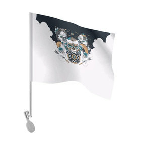 Флаг для автомобиля с принтом SKULL JAPAN , 100% полиэстер | Размер: 30*21 см | arrow | skull | белый | девушка | линии | маски.кот | модные | небо | облако | синий | скелет | стимпанк | стрелы | череп | яркие