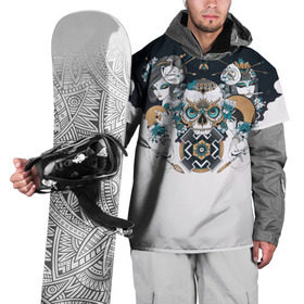 Накидка на куртку 3D с принтом SKULL JAPAN , 100% полиэстер |  | Тематика изображения на принте: arrow | skull | белый | девушка | линии | маски.кот | модные | небо | облако | синий | скелет | стимпанк | стрелы | череп | яркие