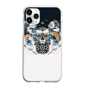 Чехол для iPhone 11 Pro матовый с принтом SKULL JAPAN , Силикон |  | Тематика изображения на принте: arrow | skull | белый | девушка | линии | маски.кот | модные | небо | облако | синий | скелет | стимпанк | стрелы | череп | яркие