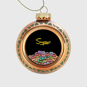 Стеклянный ёлочный шар с принтом SIMPSONS , Стекло | Диаметр: 80 мм | simpsons | еда | пончики | симпсоны