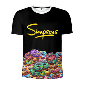 Мужская футболка 3D спортивная с принтом SIMPSONS , 100% полиэстер с улучшенными характеристиками | приталенный силуэт, круглая горловина, широкие плечи, сужается к линии бедра | simpsons | еда | пончики | симпсоны