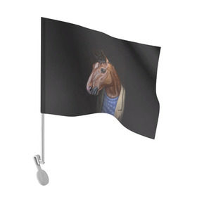 Флаг для автомобиля с принтом BoJack , 100% полиэстер | Размер: 30*21 см | bojack horseman | конь боджек | лошадь боджек