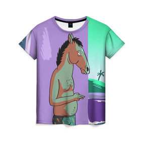 Женская футболка 3D с принтом BoJack , 100% полиэфир ( синтетическое хлопкоподобное полотно) | прямой крой, круглый вырез горловины, длина до линии бедер | bojack horseman | конь боджек | лошадь боджек
