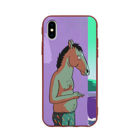 Чехол для Apple iPhone X силиконовый матовый с принтом BoJack , Силикон | Печать на задней стороне чехла, без боковой панели | bojack horseman | конь боджек | лошадь боджек