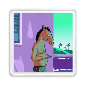 Магнит 55*55 с принтом BoJack , Пластик | Размер: 65*65 мм; Размер печати: 55*55 мм | bojack horseman | конь боджек | лошадь боджек