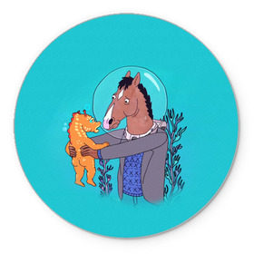 Коврик для мышки круглый с принтом BoJack , резина и полиэстер | круглая форма, изображение наносится на всю лицевую часть | bojack horseman | конь боджек | лошадь боджек