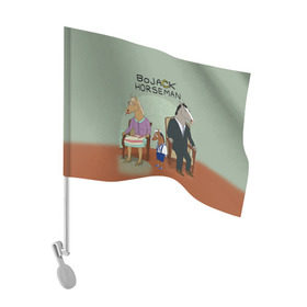 Флаг для автомобиля с принтом BoJack , 100% полиэстер | Размер: 30*21 см | bojack horseman | конь боджек | лошадь боджек