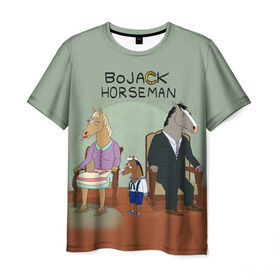 Мужская футболка 3D с принтом BoJack , 100% полиэфир | прямой крой, круглый вырез горловины, длина до линии бедер | bojack horseman | конь боджек | лошадь боджек