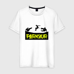 Мужская футболка хлопок с принтом parkour , 100% хлопок | прямой крой, круглый вырез горловины, длина до линии бедер, слегка спущенное плечо. | extreme | jumping | parkour | speed | urban | опасность | паркур | прыжки | риск | скорость | экстрим
