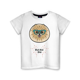 Детская футболка хлопок с принтом Blah blah blah , 100% хлопок | круглый вырез горловины, полуприлегающий силуэт, длина до линии бедер | домашние животные | немецкий шпиц | пес | собака