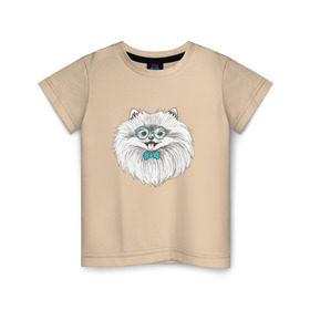 Детская футболка хлопок с принтом Немецкий шпиц в очках , 100% хлопок | круглый вырез горловины, полуприлегающий силуэт, длина до линии бедер | домашние животные | немецкий шпиц | пес | песик | собака | собачка | шпиц