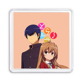 Магнит 55*55 с принтом ToraDora , Пластик | Размер: 65*65 мм; Размер печати: 55*55 мм | aisaka | taiga | toradora | торадора