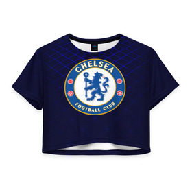 Женская футболка 3D укороченная с принтом Chelsea 2018 Uniform , 100% полиэстер | круглая горловина, длина футболки до линии талии, рукава с отворотами | 