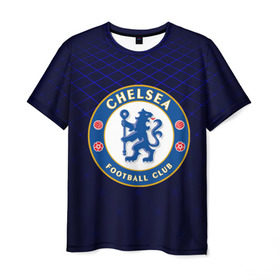 Мужская футболка 3D с принтом Chelsea 2018 Uniform , 100% полиэфир | прямой крой, круглый вырез горловины, длина до линии бедер | 