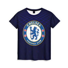 Женская футболка 3D с принтом Chelsea 2018 Uniform , 100% полиэфир ( синтетическое хлопкоподобное полотно) | прямой крой, круглый вырез горловины, длина до линии бедер | Тематика изображения на принте: 